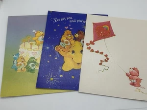 Care Bears Set 3 Vintage Cards American Greetings 1983 1984 1985 Birthday Rare - Picture 1 of 19