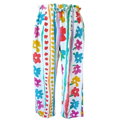 Pantalón de playa recortado vintage JAMS WORLD Capri Flower Trail medio rayón brillante Foto 1 de 4