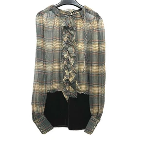 DOLCE&GABBANA Check pattern frills Apparel See-through Back open Dress Brown - Picture 1 of 12