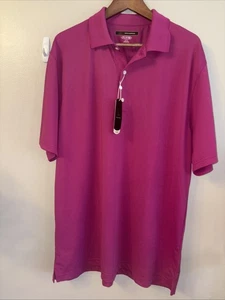 Greg Norman SHARK Mens Size XL Play Dry Short Sleeve Polo Golf Shirt Fuchsia NWT - Picture 1 of 3