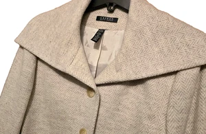 LRL Blazer Mujer’s XL Gris Chevron Lana Chaqueta Twee Dinero Antiguo Lujo Profesión - Imagen 1 de 10