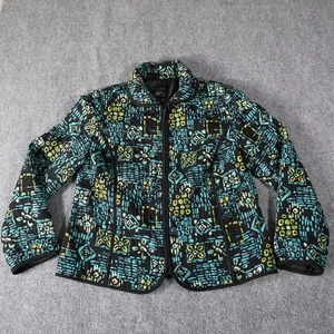 RQT Petite Damen Gesteppte Bomberjacke Geometrischer Druck Durchgehender Reißverschluss Mehrfarbig - Bild 1 von 11