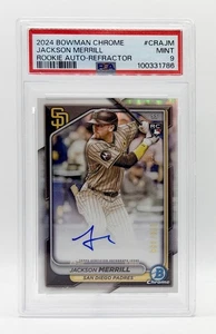 PSA 9 2024 Bowman Chrome Refractor Jackson Merrill RC Auto 378/499 Padres - Picture 1 of 2