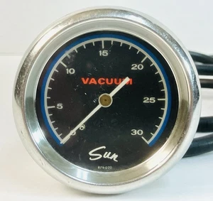 VINTAGE SUN BLUELINE MEDIDOR DE VACÍO CON MANGUERA CONECTADA ~ HOT RAT STREET ROD A/FX - Imagen 1 de 8