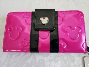 Cartera de charol en relieve Loungefly Minnie Loves Mickey de los parques de Disney NUEVA cremallera alrededor - Imagen 1 de 9