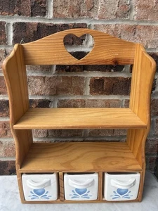 Mensola da Parete in Legno Farmacia Porta Tè Caffè Cuore Cucina Country - Foto 1 di 14
