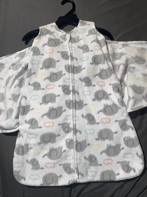 Saco de dormir unisex con halo para bebé niño o niña patrón de elefante 0-3M Foto 1 de 4