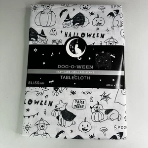 BLISS STUDIO Halloween Hund Tischdecke weiß 60"x84" Dog O Ween Polyester Neu - Bild 1 von 7