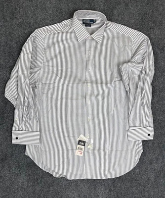 NWT Polo Ralph Lauren Philip Mens Long Sleeve Button Up White  Stripe 17 1/2-34 - Image 1 of 4