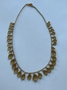 Vtg Lauren Ralph Lauren Necklace Dangle Leaf Charms Graduated Hammered 18” - Picture 1 of 10
