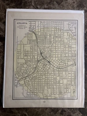Antiguo mapa de la ciudad de Atlanta Atlas Superior del Mundo de George Cram de 1901 Foto 1 de 2