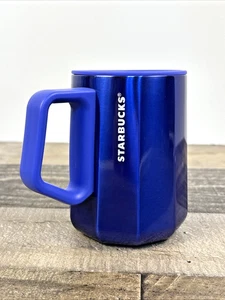 Starbucks Coffee Mug Gloss Blue Stainless Steel Cup with Lid 12oz New SB18 - Picture 1 of 9