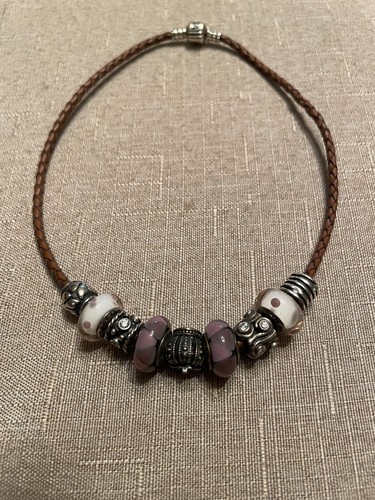 PANDORA Pandora Lavender and 925 Beaded Bracelet 9 Beads RARE Color