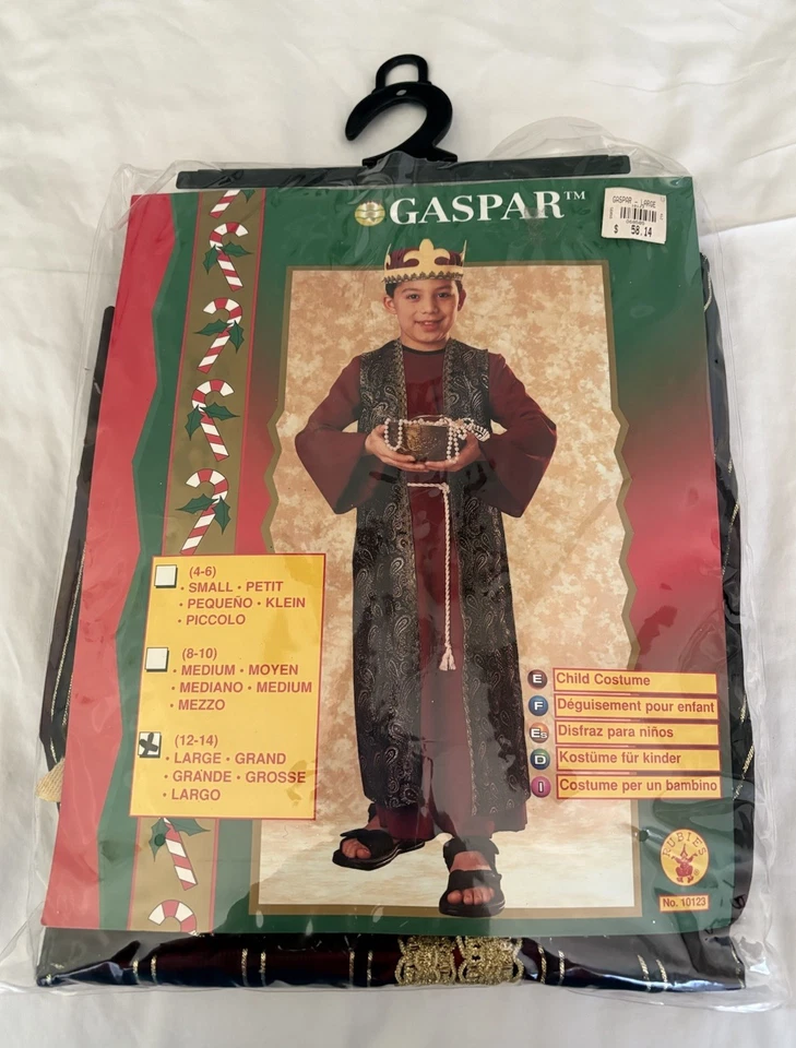 Gaspar Wise Man/King 服装全新带标签儿童尺寸 12-14 美国制造 — 第 1/4 张图片