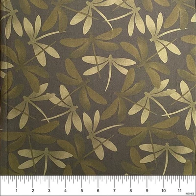 Dragonflies on Green by Kona 2004 Cotton Fabric for Quilt, Sew | 35"x44" - Image 1 of 2