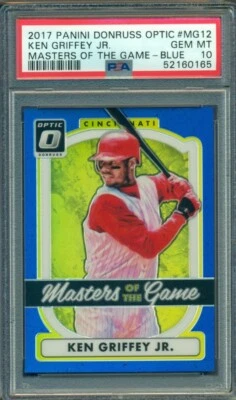 2017 DONRUSS OPTIC BLUE PRIZM MASTERS OF GAME KEN GRIFFEY JR. #MG12 /149 PSA 10 - Image 1 of 2