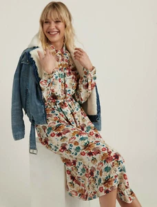 Lucky Brand Chelsea Floral Utility Crepe Shirtdress Dress Size L Large 7W91656 - Picture 1 of 12