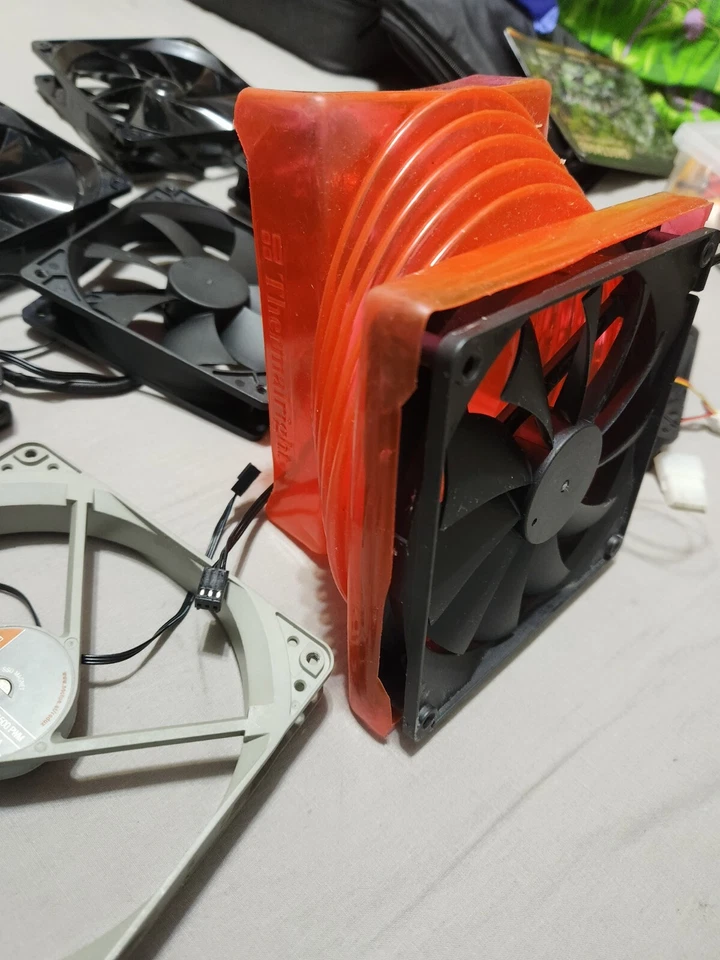 CPU Cooler pc computer 2x 140mm 5x 120mm Fans and a cpu fan hood lot kit bundle - Image 1 of 4