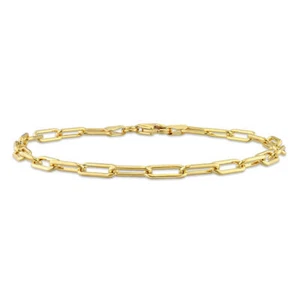 Amour Polished Paperclip Chain Bracelet 18k Yellow Gold Plated Sterling Silver - Picture 1 of 4