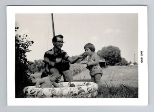 Vintage 1960s Family Outdoor Scene Photo Black and White 4 1/2" x 3 1/4" - Picture 1 of 2