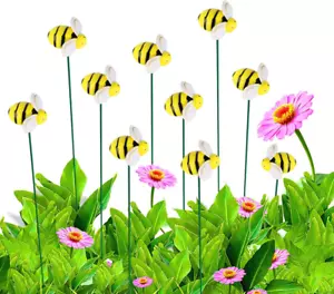 Bee Garden Stakes Decor, Metal Plant Garden Decor Yard Art, Cute Bee Design Deco - Picture 1 of 7