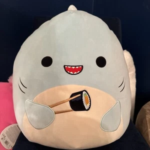 RARE Squishmallows Official Kellytoy New 16” Sharon The Shark With Sushi HTF XL - Picture 1 of 5