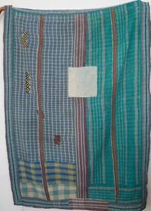 Impresionantes mantas de ropa de cama Kantha vintage indias de muy alta calidad - Imagen 1 de 3