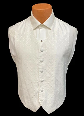 Men's White Bill Blass Tuxedo Vest Formal Wedding Groom Prom Mason Small S - Image 1 of 4
