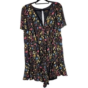 Sugarlips Black Floral V-Neck Romper Sz 3X Flutter Sleeves Whimsigoth Romantic - Picture 1 of 13