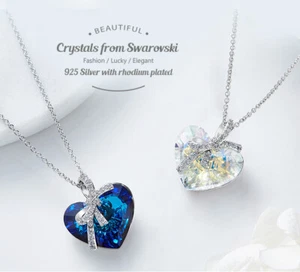 Collana Donna Cuore Blu Oceano Fiocco Cristallo SWAROVSKI Elements Originale Oro - Bild 1 von 12