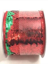 NEW 2 yards Christmas ribbon sequins changes color red green 3 1/2 inches