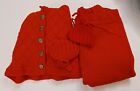 Vtg Homemade Kids Semi Heavy Solid Red Hooded Sweater Jacket and Pants Set 2T   