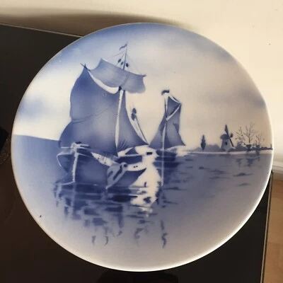 Large Vintage Quality Dutch Art Charger of Sailing Ships and Windmill Coastline - Image 1 of 3