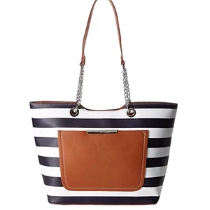 Striped Shoulder Bag. Stripy Blue And White. David Jones Large Designer Shopping - Picture 1 of 7