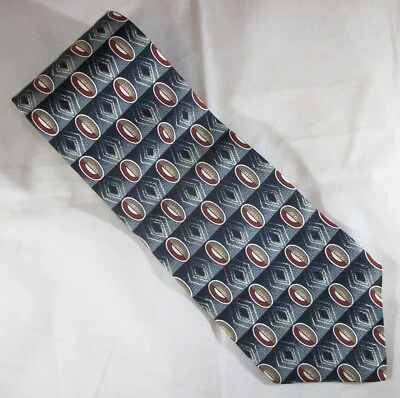 Corbata Haggar gris pizarra óvalos y diamantes a cuadros seda 59" de largo x 3,75" de ancho (E641) Foto 1 de 3