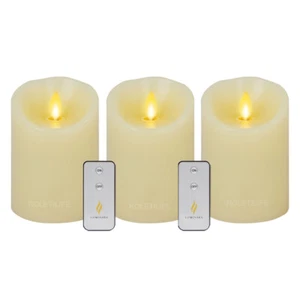 5" Luminara Flameless Pillar Candles Moving Wick Wax Scented Remote Set of 1 2 3 - Picture 1 of 18