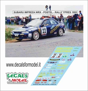 DECALS 1:43 SUBARU IMPREZA WRX POSTEL RALLY YPRES 1995 - Foto 1 di 1