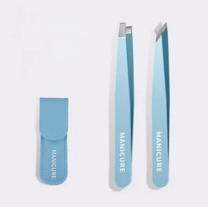 2 Stck. Maniküre Blau Pinzette Edelstahl für Augenbrauen Mitesser & Splitter - Bild 1 von 2