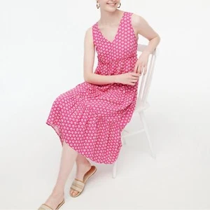 🆕 NEW J Crew Fuchsia Blossom V-Neck Midi Dress SZ 10 - Picture 1 of 9