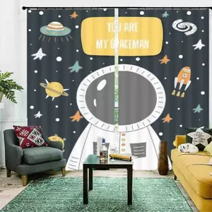 Astronauts Walk In Space 3D Blockout Photo Print Curtain Fabric Curtains Window - Imagen 1 de 10