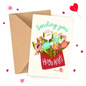 Sending You Hugs and Kisses Card | Valentine's Day Greeting Card - Foto 1 di 4