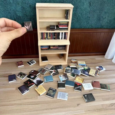 1Set 1:12 Scale Dolls House Miniatures Accessory Retro Bookcase Book Unreadable​ - Image 1 of 4