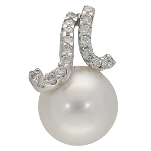18ct Gold Diamond & Pearl Pendant 2.76g Cocktail 20mm x 11mm - Fully Hallmarked - Picture 1 of 6