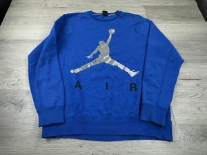 Nike Air Jordan Sweater Men XL Blue Big Jumpman Flight Elephant Print Pullover - Picture 1 of 11