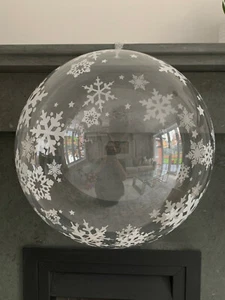 Brand New 18" Clear Snowflake Print Bubble BoBo Round Balloons For Christmas - Picture 1 of 2
