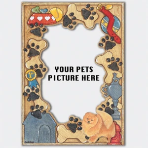 Pomeranian Wooden Picture Frame Die-Cut 2-Dimensional 5" x 7" Holds 4" x 6" Phot - Picture 1 of 3