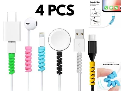Spiral Cable Protector Charging Cable Wire Organizer For Phone Data Line 4 PCS - Image 1 of 4