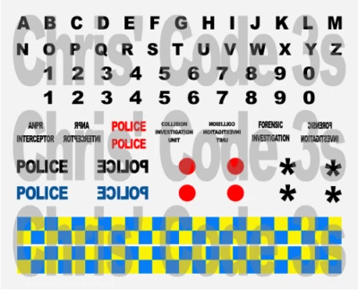 OXFORD DIECAST Code 3 Police Adhesive Vinyl Decals to fit 1/76 scale - Police various