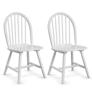 Set of 2 Vintage Windsor Dining Side Chair Wood Spindleback Kitchen Room White - Picture 1 of 12