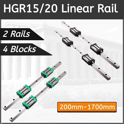 HGR15 HGR20 2X Linear Rail Guide+4X HGH15CA HGH20CA Block HGH15 HGH20 200-1700mm